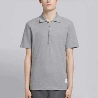 Thom Browne 2019 Mens Strap Polo Cotton Short Sleeved Tshirt - 톰브라운 남성 스트랩 폴로 코튼 반팔티 Tho0088x.Size(m - 2xl).그레이