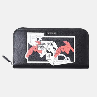 Prada 2019 Mens Saffiano Leather Zip Wallet 2ML317 - 프라다 남성 사피아노 레더 지퍼 장지갑 PRAW0070,20CM, 블랙