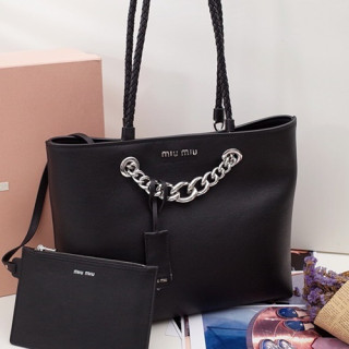 MiuMiu 2019 Tote Shoulder Shopper Bag,30cm - 미우미우 2019 토트 숄더 쇼퍼백,5BG054 , MIUB0070, 30cm,블랙