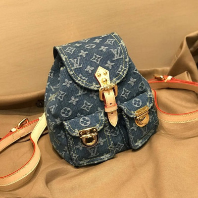 Louis Vuitton 2019 Supreme  Monogram Denim Back Pack,23.5cm - 루이비통 2019 수프림 모노그램 여성용 데님 백팩 M95057,LOUB1394 ,23.5cm,블루