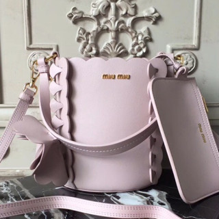 MiuMiu 2019 Bucket Shoulder Cross Bag,18cm - 미우미우 2019 버킷 숄더 크로스백,5BE012, MIUB0346 , 18cm,핑크