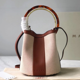 Marni 2019 Pannier Bucket Tote Shoulder Bag,19CM - 마르니 2019 파니에 버킷 토트 숄더백, MARB0006,19CM,브라운