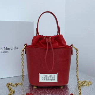 Maison Margiela 2019 Leather Bucket Chain Tote Shoulder Bag,23cm - 메종 마르지엘라 2019 레더 버킷 체인 토트 숄더백,MMB0012,23cm,레드