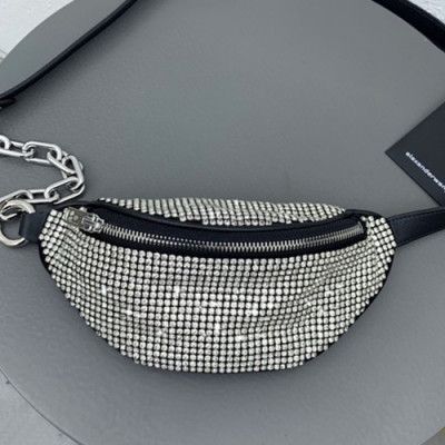 Alexander Wang 2019 Cubic & Leather Belt Bag,20.5cm - 알렉산더왕 2019 큐빅 & 레더 남여공용 벨트백 AWB0001,20.5cm,블랙(화이트큐빅)
