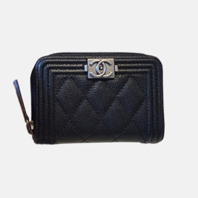 Chanel 2019 Ladies Wallet / Coin Purse / Card Purse  - 샤넬 2019 여성용 레더 반지갑 / 동전지갑 / 카드지갑 ,CHAW0011,11.5cm.블랙(은장)