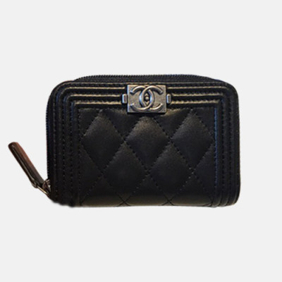 Chanel 2019 Ladies Wallet / Coin Purse / Card Purse  - 샤넬 2019 여성용 레더 반지갑 / 동전지갑 / 카드지갑 ,CHAW0012,11.5cm.블랙(은장)