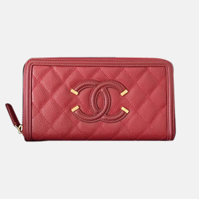Chanel 2019 Ladies Wallet  - 샤넬 2019 여성용 레더 장지갑 ,CHAW0022,19cm.레드