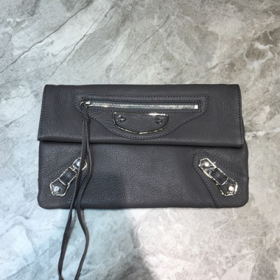 Balenciaga 2019 Leather Clutch Bag,30CM - 발렌시아가 2019 레더 여성용 클러치백, BGB0357, 30cm,그레이