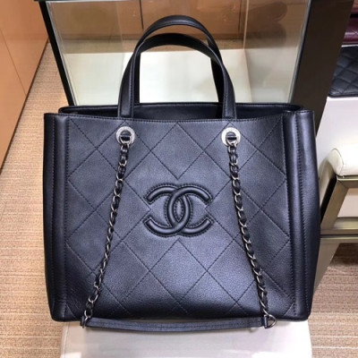 Chanel 2019 Leather Women Tote Shoulder Shopper Bag,32CM - 샤넬 2019 레더 여성용 토트 숄더 쇼퍼백,CHAB0954,32CM,블랙