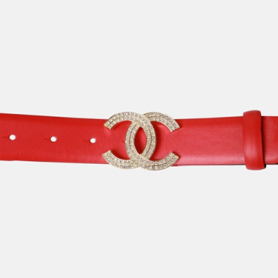 Chanel 2019 Ladies Leather Belt - 샤넬 2019 여성용 레더 벨트 CHABT0013.Size(3.0cm).레드