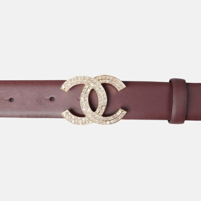 Chanel 2019 Ladies Leather Belt - 샤넬 2019 여성용 레더 벨트 CHABT0014.Size(3.0cm).레드브라운