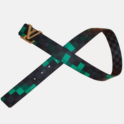Louis vuitton 2019 Mens Reversible Canvas & Leather Belt - 루이비통 2019 남성용  리버시블 캔버스 & 레더 벨트 LOUBT0032.Size(4.0cm).블랙+그린