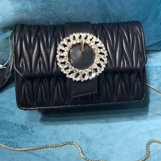 MiuMiu 2019 Matelasse Mini Chain Shoulder Bag,18cm - 미우미우 2019 마틀라세 미니 체인 숄더백,5BH095, MIUB0365, 18cm,블랙