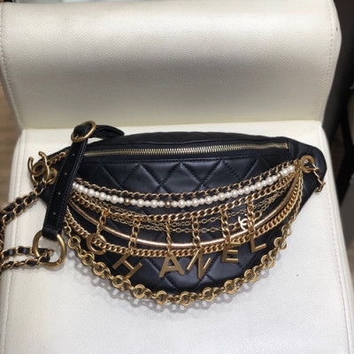 Chanel 2019 Women Leather Hip Sack Belt Bag ,34CM - 샤넬 2019 여성용 레더 힙색 벨트백,CHAB1028,34CM,블랙