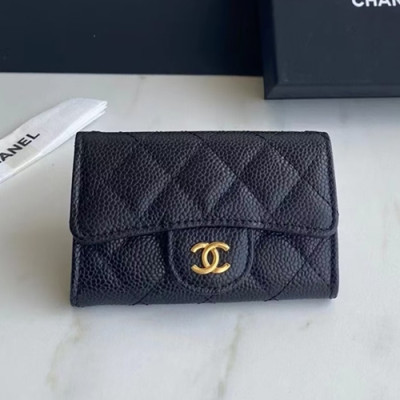 Chanel 2022 Ladies Small Wallet / Card Purse - 샤넬 2022 여성용 레더 반지갑 / 카드 퍼스  ,CHAW0052,12cm.블랙