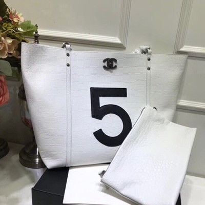 Chanel 2019 Leather Women Tote Shoulder Shopper Bag,34CM - 샤넬 2019 레더 여성용 토트 숄더 쇼퍼백,CHAB1085,34CM,화이트