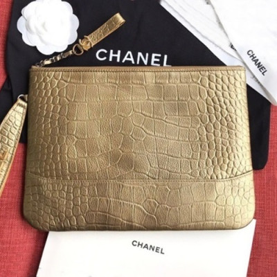 Chanel 2019 Leather Women Clutch Bag ,27.5CM - 샤넬 2019 레더 여성용 클러치백,CHAB1101,27.5CM,옐로우골드