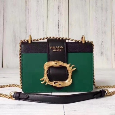Prada 2019 Leather Chain Shoulder Bag,20cm - 프라다 2019 레더 여성용 체인 숄더백 ,1BD066-2,20cm,그린