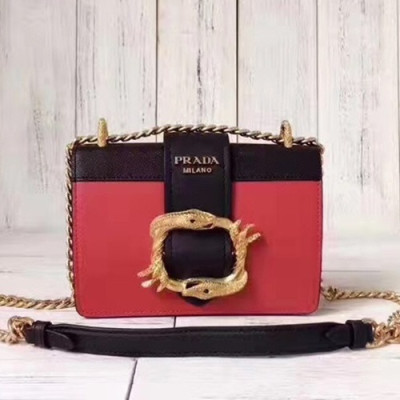 Prada 2019 Leather Chain Shoulder Bag,20cm - 프라다 2019 레더 여성용 체인 숄더백 ,1BD066-3,20cm,레드