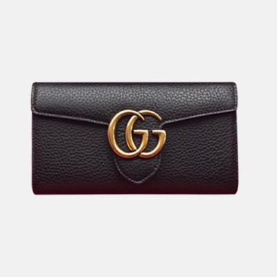 Gucci 2019 Mamont Leather Wallet 400586 - 구찌 2019 마몬트 여성용 레더 지갑  GUW0062.Size(19CM).블랙