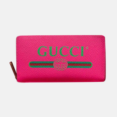 Gucci 2019 Logo Leather Zip Round Wallet  496317 - 구찌 로고 남여공용 레더 지퍼 라운드 장지갑  GUW0095.Size(19cm).핑크