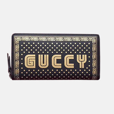 Gucci 2019 Print Leather Zip Round Wallet  510488 - 구찌 프린트 남여공용 레더 지퍼 라운드 장지갑  GUW0098.Size(19cm).블랙