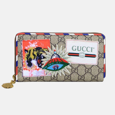 Gucci 2019 Supreme Canvas & Leather Zip Round Wallet  473909 - 구찌 슈프림 남여공용 캔버스 & 레더 지퍼 라운드 장지갑  GUW0101,Size(19cm).브라운