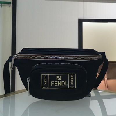 Fendi 2019 Canvas&Leather Hip Sack ,27CM - 펜디 2019 캔버스&레더 남여공용 힙색  FENB0467,27CM,블랙