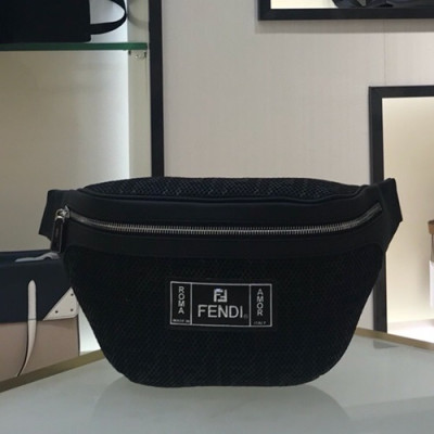 Fendi 2019 Canvas&Leather Hip Sack ,35CM - 펜디 2019 캔버스&레더 남여공용 힙색  FENB0468,35CM,블랙