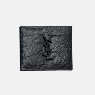 Saint Laurent 2019 Leather Wallet - 입생로랑 남여공용 레더 반지갑 SLW0051,11.5cm,블랙