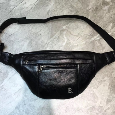 Balenciaga 2019 Leather Hip Sack Belt Bag,33CM - 발렌시아가 2019 남여공용 레더 힙색 벨트백,BGB0456,33CM,블랙