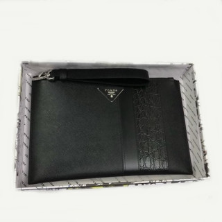 Prada 2018 Leather Mens Clutch Bag ,28CM - 프라다 2018 레더 남성용 클러치백 2NH005-3,28CM,블랙