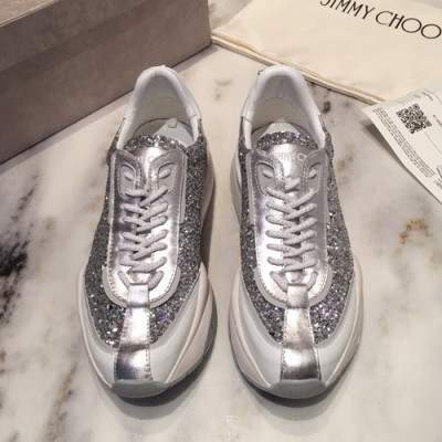 Jimmy Choo 2019  Mm/Wm Glitter Leather Running Shoes - 지미츄 2019 남여공용 글리터 레더 런닝 슈즈 JIMS0001.Size(225mm - 275mm).실버