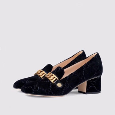 Gucci 2019 Ladies Middle-heel Leather Loafer - 구찌 2019 여성용 미들 힐 레더 로퍼 GUCS0039.Size(225 -  250).블랙