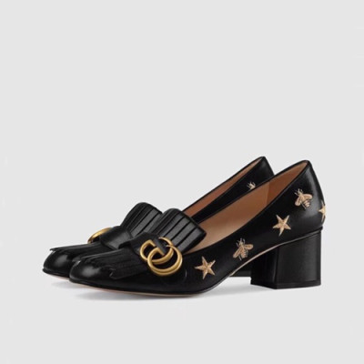 Gucci 2019 Ladies Middle-heel Leather Loafer - 구찌 2019 여성용 미들 힐 레더 로퍼 GUCS0040.Size(225 -  250).블랙