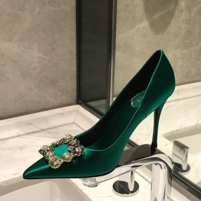 Roger Vivier 2019 Ladies Silk Pumps Heel / Flat Shoes - 로저비비에 2019 여성용 실크 펌프스 힐 / 플랫슈즈 RVS0025.Size(225 - 245).그린