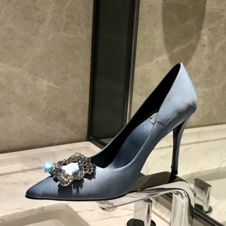 Roger Vivier 2019 Ladies Silk Pumps Heel / Flat Shoes - 로저비비에 2019 여성용 실크 펌프스 힐 / 플랫슈즈 RVS0027.Size(225 - 245).블루