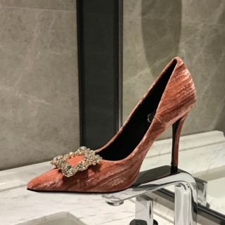 Roger Vivier 2019 Ladies Velvet Pumps Heel / Flat Shoes - 로저비비에 2019 여성용 벨벳 펌프스 힐 / 플랫슈즈 RVS0029.Size(225 - 245).오렌지핑크