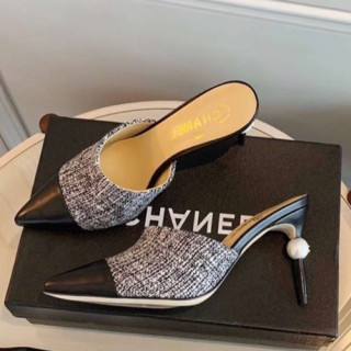 Chanel 2019 Ladies High Heel Slipper - 샤넬 2019 여성용 하이힐 슬리퍼,CHAS0115.Size(225 - 245).그레이