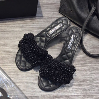 Chanel 2019 Ladies Mddle Heel Slipper - 샤넬 2019 여성용 미들힐 슬리퍼 CHAS0134.Size(225 - 250).블랙