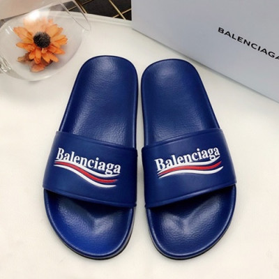 Balenciaga 2019 Mm/Wm Logo Leather Slipper - 발렌시아가 2019 남여공용 로고 레더 슬리퍼 BALS0007.Size(225 - 275).블루