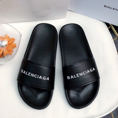 Balenciaga 2019 Mm/Wm Logo Leather Slipper - 발렌시아가 2019 남여공용 로고 레더 슬리퍼 BALS0008.Size(225 - 275).블랙