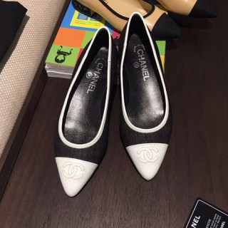 Chanel 2019 Ladies Denim Flat Shoes - 샤넬 2019 여성용 데님 플랫 슈즈 CHAS0156,Size(225 - 245).블랙