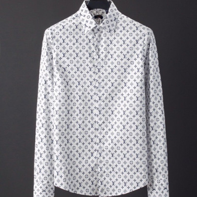 Louisvuitton 2019 Mens Logo Slim Fit Cotton shirt - 루이비통  남성 로고 슬림핏 코튼 셔츠 LOUST0044.Size(M - 3XL).화이트/네이비