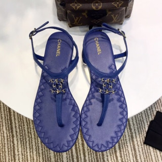 Chanel 2019 Ladies Leather Sandal - 샤넬 2019 여성용 레더 샌들 CHAS0181.Size(225 - 245).블루