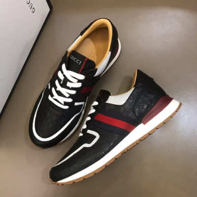 Gucci 2019 Mens Leather Sneakers - 구찌 2019 남성용 레더 스니커즈 GUCS0129,Size(240 - 270).블랙