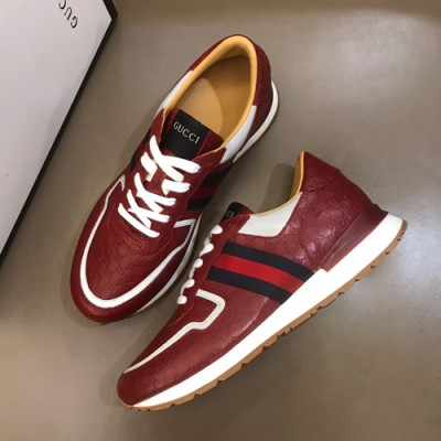 Gucci 2019 Mens Leather Sneakers - 구찌 2019 남성용 레더 스니커즈 GUCS0130,Size(240 - 270).레드