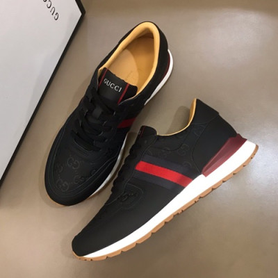 Gucci 2019 Mens Leather Sneakers - 구찌 2019 남성용 레더 스니커즈 GUCS0131,Size(240 - 270).블랙