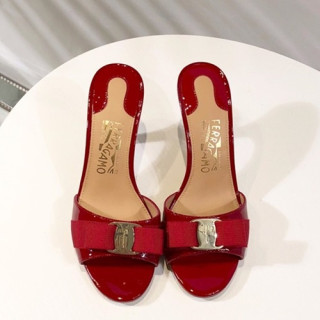 Salvatore Ferragamo 2019 Ladies Middle Heel Slipper - 페라가모 2019 여성용 미들힐 슬리퍼 FGMS0018.Size(225 - 245).레드