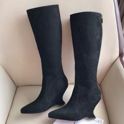 Dior 2019 Ladies Suede Wedge High Heel Boots - 디올 2019 여성용 스웨이드 웨지 하이힐 부츠 DIOS0062,Size(225-250),블랙
